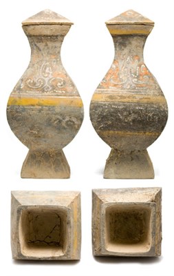 Lot 254 - Pair of Chinese Painted Pottery Vases Han...