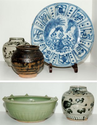 Lot 124 - Group of Three Blue and White Glazed Porcelain...