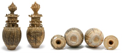 Lot 14 - Two Southeast Asian Brown Glazed Pottery Vases...
