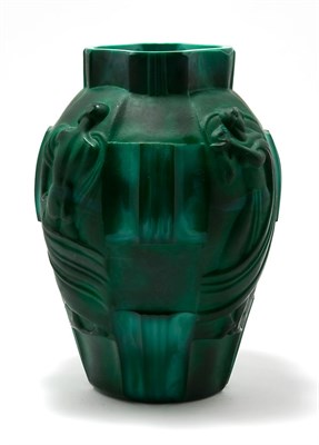 Lot 4417 - Czechoslovakian Art Deco Mold Blown Malachite...