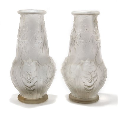 Lot 4421 - Pair of Espoivet Mold Blown Frosted Glass...