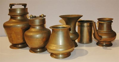Lot 425 - Group of Six Asian Brass Vessels