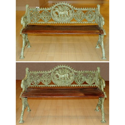 Lot 14 - Pair of Victorian Style Green Painted Iron...