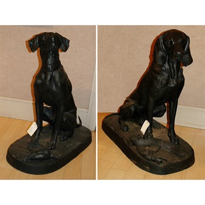 Lot 15 - Pair of Cast Iron Garden Dogs Height 37 inches.