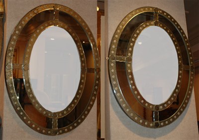 Lot 215 - Pair of Neoclassical Style Mirror Framed Oval...