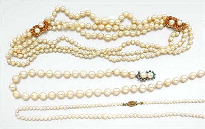 Lot 2266 - Three Cultured Pearl Necklaces