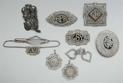 Lot 2147 - Group of Assorted Marcasite Jewelry
