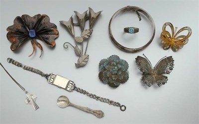 Lot 2142 - Group of Silver and Metal Jewelry and Items