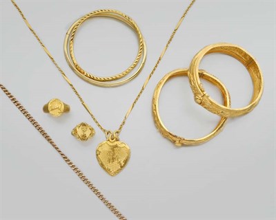 Lot 2085 - Assorted Group of Gold Jewelry and Metal Coins