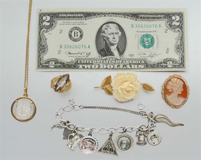 Lot 2119 - Assorted Group of Jewelry and U.S. Two Dollar Bill
