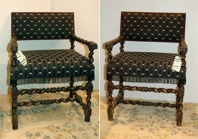 Lot 639 - Pair of Baroque Style Walnut Armchairs