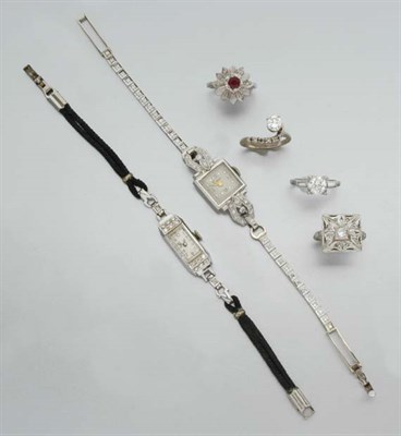 Lot 2122 - Group of Diamond and Synthetic Stone Jewelry
