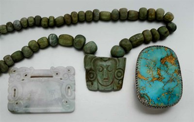 Lot 2164 - Assorted Group of Jade and Turquoise Jewelry