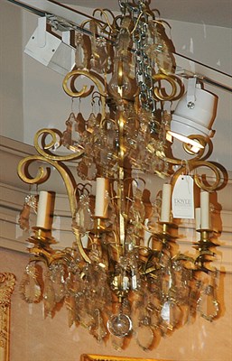 Lot 4176 - Louis XV Style Gilt-Metal and Glass Nine-Light...