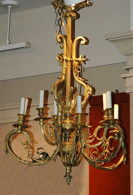 Lot 4179 - Victorian Style Gilt-Metal Two-Tier Nine-Light...