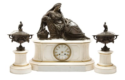 Lot 4113 - Neoclassical Style Bronze and Marble Clock...