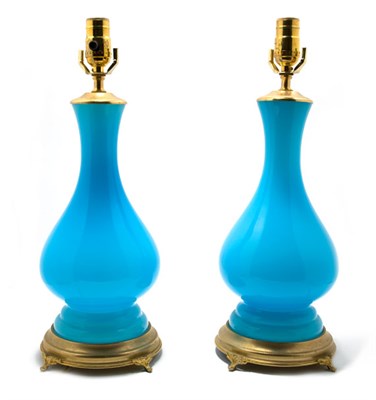 Lot 4338 - Pair of Gilt-Metal Mounted Turquoise Blue...