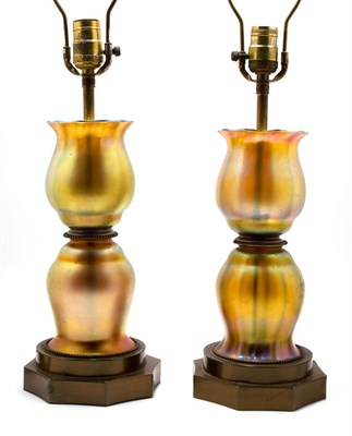 Lot 4368 - Pair of American Art Glass Gold Iridescent...