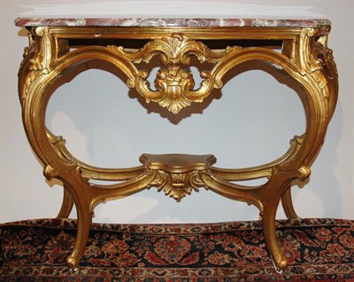 Lot 4570 - Louis XV Style Gold Painted Wood Console The...