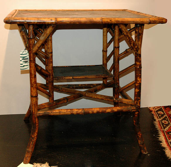 Lot 132 - Regency Style Bamboo Two Tier Table Height 31...