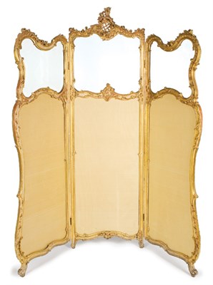 Lot 4458 - Swedish Rococo Style Gilt-Wood Three-Panel...