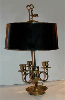Lot 280 - Empire Style Brass Bouillotte Lamp With a tole...