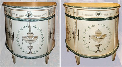 Lot 279 - Pair of Neoclassical Style Painted Demilune...