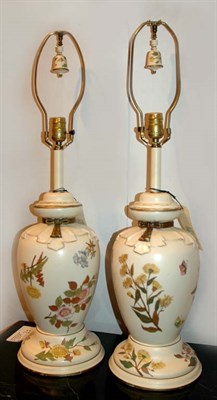 Lot 241 - Pair of Royal Worcester Porcelain Lamps Height...