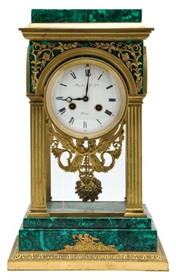 Lot 4263 - Empire Style Gilt-Bronze and Malachite Mantel...