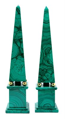 Lot 4259 - Pair of Neoclassical Style Malachite Obelisks...