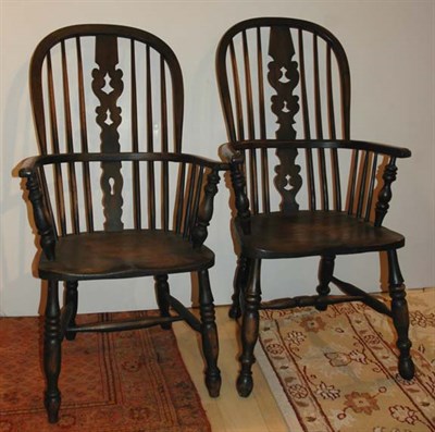 Lot 474 - Set of Four English Windsor Armchairs