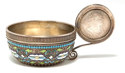 Lot 4326 - Russian Cloisonne Enameled Silver Cup Of...