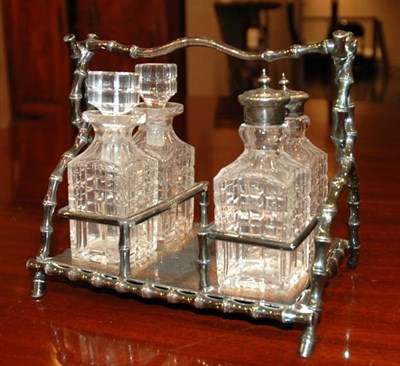 Lot 428A - English Silver Plated Four-Bottle Cruet Set...