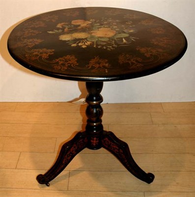 Lot 158 - Victorian Style Floral Decorated Black Painted...