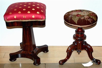 Lot 2297 - Classical Rosewood Upholstered Piano Stool...