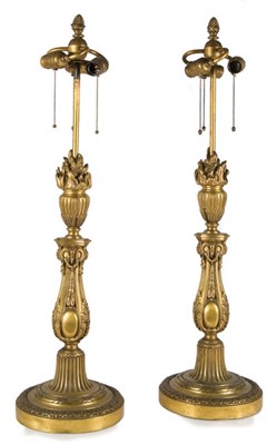 Lot 4542 - Pair of Gilt-Bronze Three-Light Lamps E.F....