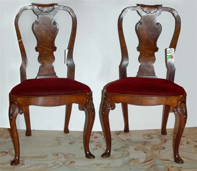 Lot 142 - Set of Six Queen Anne Style Burl-Wood Dining...