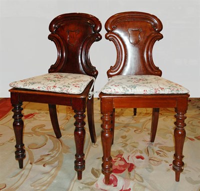 Lot 617 - Pair of Victorian Mahogany Hall Chairs