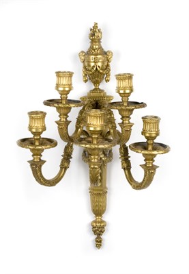Lot 4543 - E.F. Caldwell Gilt-Bronze Two-Tier Five-Light...