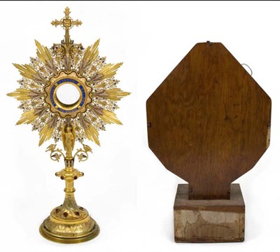 Lot 4268 - French Gilt-Metal Monstrance Mounted with ruby...