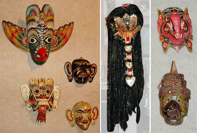 Lot 1152 - Group of Seven Polychrome Decorated Tribal and...