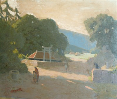 Lot 57 - A. Maynard 20th Century Sunlit Village Signed...