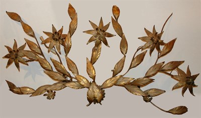Lot 1194 - Floral Decorated Painted Metal Four-Light Wall...