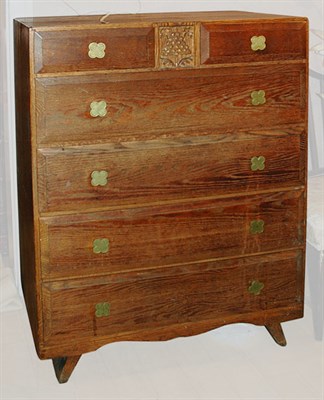 Lot 1201 - Oak Chest of Drawers Height 47 1/2 inches,...