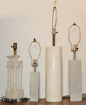 Lot 1202 - Group of Four Marble Lamps Height of tallest...