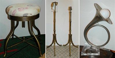 Lot 1204 - Neoclassical Style Brass Stool; Together with...