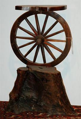 Lot 1183 - Wheel Decorated Tree Trunk Side Table Height...