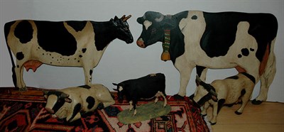 Lot 1217 - Group of Eight Black and White Painted Wood...