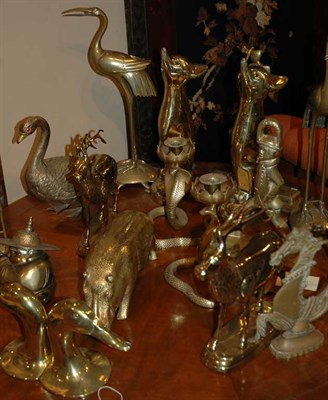 Lot 1230 - Group of Brass Table Decorations Including a...