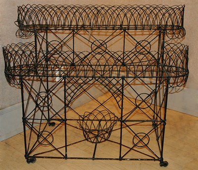 Lot 1244 - Victorian Painted Wire Two-Tier Flower Stand...